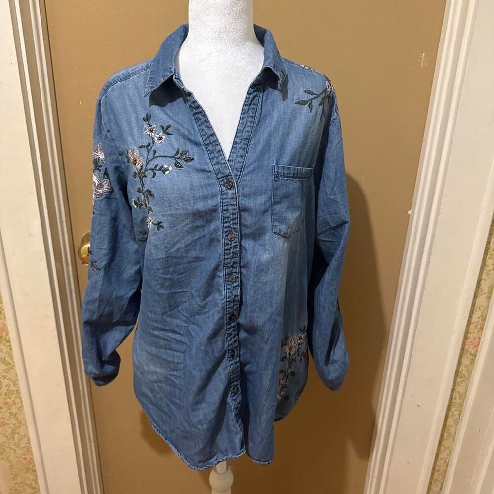 Blue denim button up